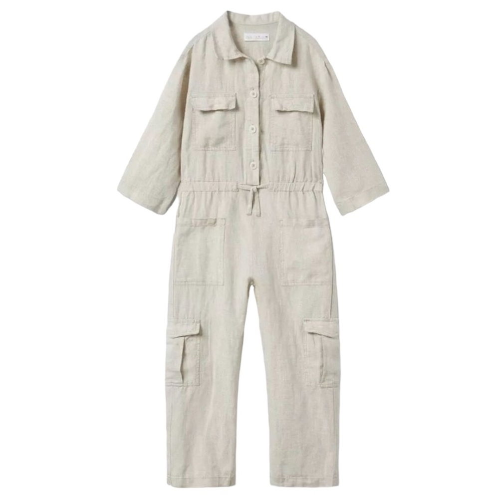 NWT Zara Linen Cargo Jumpsuit